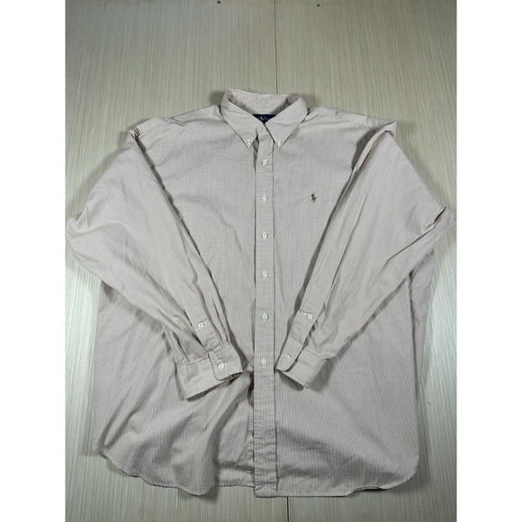 Lauren Ralph Lauren Other - VTG Ralph Lauren Shirt Mens 2XL Beige Mini Check Blake Cotton Oxford Button Down